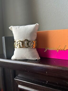 Rustic Cuff Gold Letter Link Bracelet